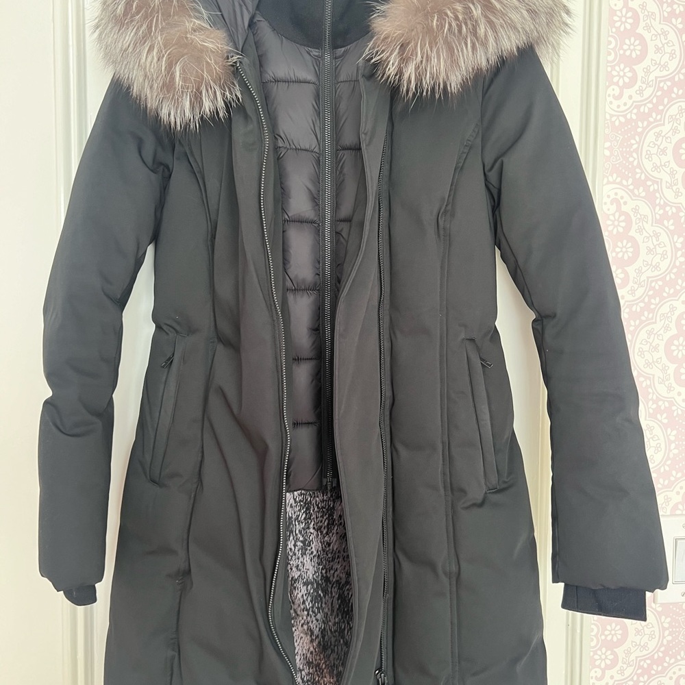 Soia & Kyo down coat with silver fox hood